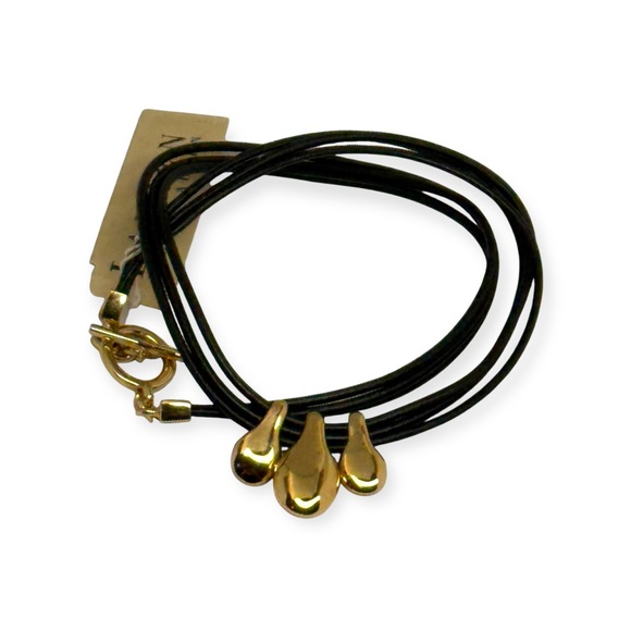 new Ralph Lauren 𒀭 Multi Strand Choker with 3 Briolette Pendants 𒀭Black Gold - Picture 5 of 16